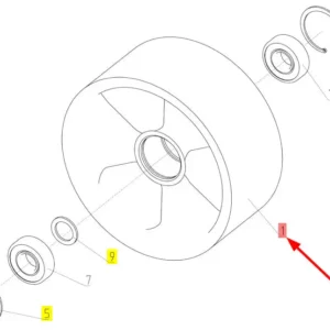 Oryginalne koło pasowe napinacza o numerze katalogowym 100045932, szeroko stosowane w kombajnach zbożowych marki Rostselmash schemat.