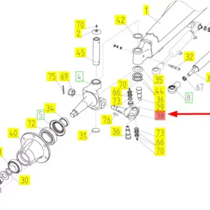 Oryginalne zawieszenie osi o numerze katalogowym 100048995, stosowane w kombajnach zbożowych marki Rostselmash- schemat.