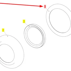 Oryginalny pierścień oporowy o numerze katalogowym 100049091, stosowany w kombajnach zbożowych marki Rostselmash schemat