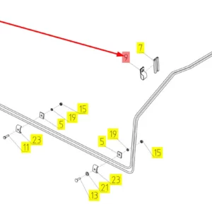 Oryginalne mocowanie przewodu o numerze katalogowym 100051724, stosowane w kombajnach zbożowych marki Rotselmash schemat.
