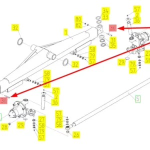 Oryginalny kołek zwrotnicy o numerze katalogowym 100055603, stosowany w kombajnach zbożowych marki Rostselmash schemat