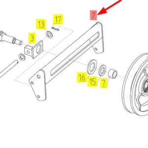 Oryginalne mocowanie koła pasowego o numerze katalogowym 100057896, stosowane w kombajnach zbożowych marki Rostselmash- schemat.