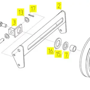 Oryginalny sworzeń  napinacza pasa o numerze katalogowym 100057898, stosowany w kombajnach zbożowych marki Rostselmash- schemat.