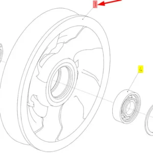 Oryginalne koło pasowe aluminiowe o numerze katalogowym 100057915, stosowane w kombajnach zbożowych marki Rostselmash- schemat.