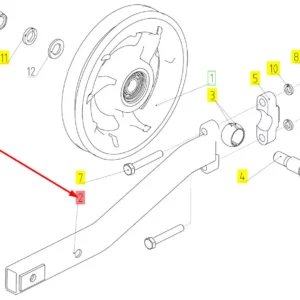 Oryginalna dźwignia napinacza o numerze katalogowym 100058691, stosowana w kombajnach zbożowych marki Rostselmash schemat.