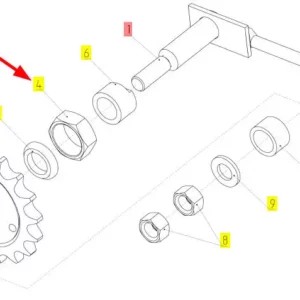 Oryginalna nakrętka napinacza łańcucha o numerze katalogowym 100058788, stosowana w kombajnach zbożowych marki Rostselmash.