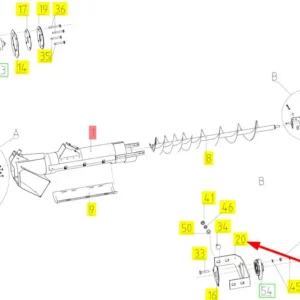 Oryginalne mocowanie o numerze katalogowym 100062538, stosowane w kombajnach zbożowych marki Rostselmash schemat.