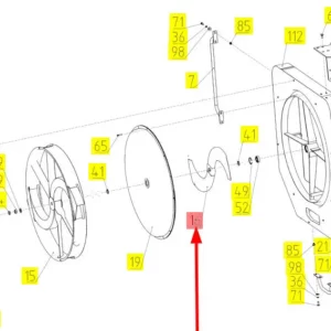 Oryginalna łopatka wentylatora o numerze katalogowym 100066199, stosowana w kombajanch zbożowych marki Rostselmash- schemat.
