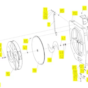 Oryginalny wałek wentylatora o numerze katalogowym 100066204, stosowany w kombajnach zbożowych marki Rostselmash- schemat.