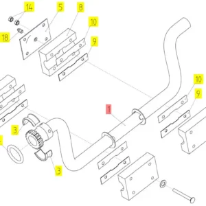 Oryginalne mocowanie wałka o numerze katalogowym 100071051, stosowane w kombajnach zbożowych marki Rostselmash schemat.