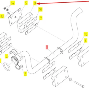 Oryginalne mocowanie wałka o numerze katalogowym 100071052, stosowane w kombajnach zbożowych marki Rostselmash schemat.