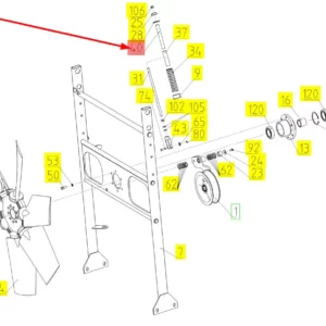 Oryginalna tuleja sprężyna napinacza o numerze katalogowym 100071160, stosowana w kombajnach zbożowych marki Rostselmash schemat