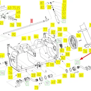 Oryginalne mocowanie wału o numerze katalogowym 100074967, stosowane w kombajnach zbożowych marki Rostselmash schemat.