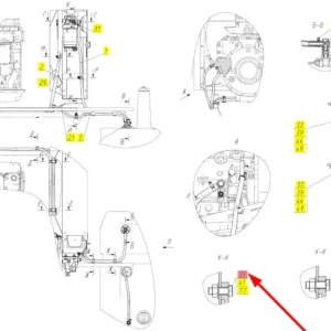 Oryginalna śruba M12 x 35 o numerze katalogowym 100094162, stosowana w kombajnach zbożowych marki Rostselmash- schemat.