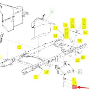 Oryginalna śruba M16 o numerze katalogowym 100094614, stosowana w kombajnach zbożowych marki Rostselmash- schemat.