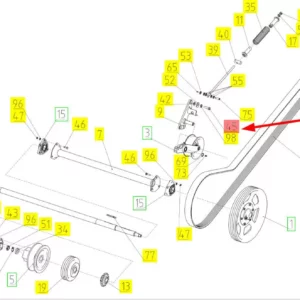 Oryginalna śruba o wymiarze M16 x 55 i numerze katalgowym 100094847, stosowana w kombajnach zbożowych marki Rostselmash schemat