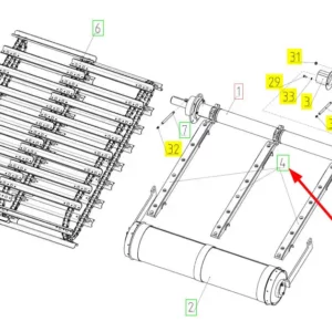 Oryginalna listwa podajnika o numerze katalogowym 100095600, stosowana w kombajnach zbożowych marki Rostselmash schemat.