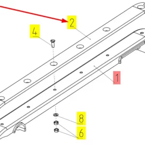 Oryginalna listwa mocująca o numerze katalogowym 100095603, stosowana w kombajnach zbożowych marki Rostselmash schemat.
