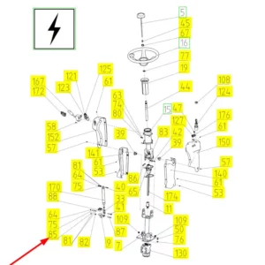 Oryginalna zawleczka o wymiarach 2 x 16 mm i numerze katalogowym 100096344, stosowana w kombajnach zbożowych marki Rostselmash schemat.