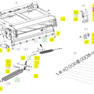 Oryginalne wzmocnienie o numerze katalogowym 100099083, stosowane w kombajnach zbożowych marki Rostselmash. schemat