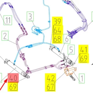 Oryginalny kołek cylindra hydraulicznego o numerze katalogowym 100099095, stosowany w kombajanch zbożowych marki Rostselmash- schemat.