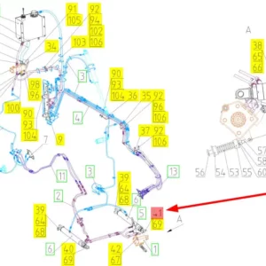 Oryginalny kołek cylindra hydraulicznego o numerze katalogowym 100099096, stosowany w kombajanch zbożowych marki Rostselmash- schemat.
