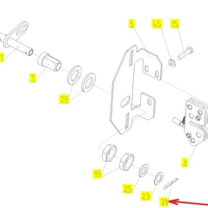 Oryginalna zawleczka o wymiarach 4 x 36 mm i numerze katalogowym 100100025, stosowana w kombajnach zbożowych marki Rostselmash. schemat