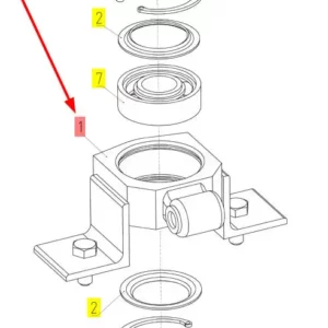 Oryginalna obudowa łożyska o numerze katalogowym 100117692, stosowana w hederach zbożowych marki Rostselmash. Schemat