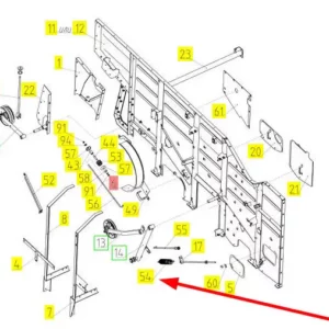 Oryginalna sprężyna o numerze katalogowym 100118719, stosowana w kombajnach zbożowych marki Rostselmash schemat.