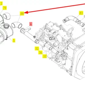 Oryginalne kolanko gumowe o numerze katalogowym 100119003, stosowane w kombajnach zbożowych marki Rostselmash schemat.