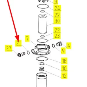 Oryginalny pierścień oring o numerze katalogowym 100121751, stosowany w kombajnach zbożowych marki Rostselmash schemat.