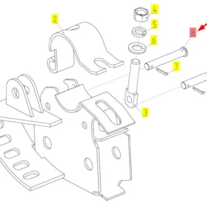 Oryginalny sworzeń prowadnicy nagarniacza o numerze katalogowm 100131986, stosowany w hederach zbożowych marki Rostselmash. Schemat