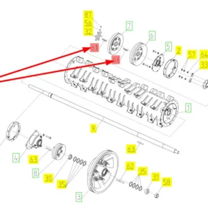 Oryginalny wpust pryzmatyczny 10 x 8 x 63 o numerze katalogowym 100133071, stosowany w kombajnach zbożowych marki Rostselmash schemat.