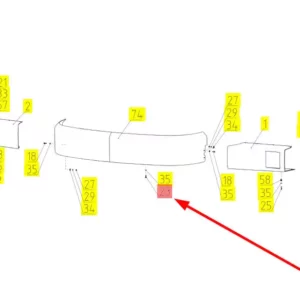 Oryginalna śruba o wymiarze M6 i numerze katalogowym 100135320, stosowana w kombajnach zbożowych marki Rostselmash schemat