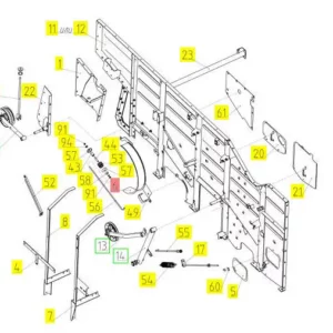 Oryginalny pręt z mocowaniem o numerze katalogowym 100147632, stosowany w kombajnach zbożowych marki Rostselmash schemat.