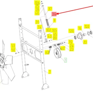 Oryginalna sprężyna napinacza o numerze katalogowym 100148272, stosowana w kombajnach zbożowych marki Rostselmash schemat.