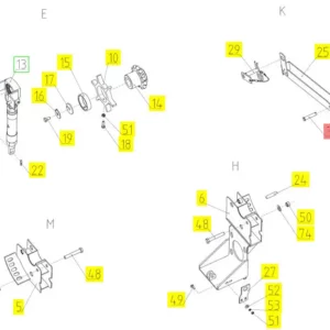 Oryginalny sworzeń o wymiarze 12 x 60 i numerze katalogowym 100150795, stosowany w hederach oraz kombajnach zbożowych marki Rostselmash- schemat.