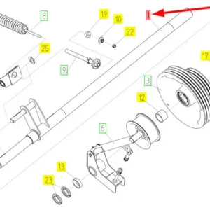 Oryginalny wałek koła pasowego o numerze katalogowym 100159808, stosowany w kombajnach zbożowych marki Rostselmash.