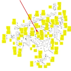 Oryginalna śruba o wymiarach M12 x 35, klasie twardości 4.8 i numerze katalogowym 100165698, stosowana w hederach, kombajnach zbożowych marki Rostselmash schemat.