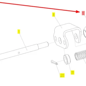 Oryginalny uchwyt zamka o numerze katalogowym 100168575, stosowany w kombajnach zbożowych marki Rostselmash schemat