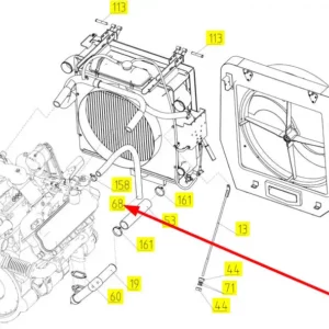 Oryginalny przewód gumowy o numerze katalogowym 100169122, stosowany w kombajnach zbożowych marki Rostselmash schemat.