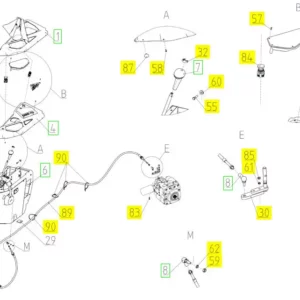Oryginalna śruba o wymiarach M4 x 14, klasie twardości 4.8 i numerze katalogowym 100169388, stosowana w kombajnach zbożowych marki Rostselmash schemat.