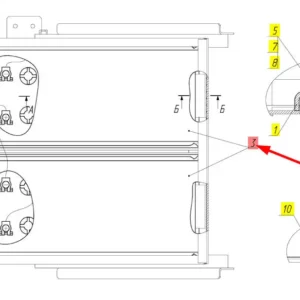 Oryginalna pokrywa akumulatora o numerze katalogowym 100169732, stosowana w kombajnach zbożowych marki Rostselmash schemat