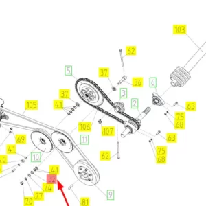 Oryginalna tuleja koła pasowego o numerze katalogowym 100172882, stosowana w hederaach marki Rostselmash- schemat.
