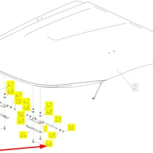 Oryginalna śruba zamkowa o wymiarach M8 x 30, klasie twardości 8.8 i numerze katalogowym 100174038, stosowana w kombajnach zbożowych marki Rostselmash schemat.