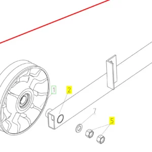 Oryginalny sworzeń koła pasowego o numerze katalogowym 100175320, stosowany w kombajnach zbożowych marki Rostselmash schemat.