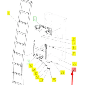Oryginalny sworzeń mocowania drabiny 12 x 75 o numerze katalogowym 100175609, stosowany w kombajnach zbożowych marki Rostselmash schemat.
