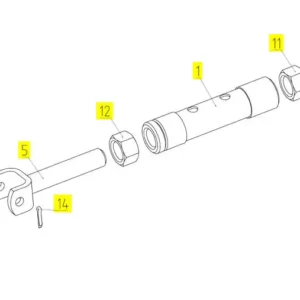 Oryginalny sworzeń o numerze katalogowym 100175747, stosowany w hederach zbożowych marki Rostselmash. Schemat