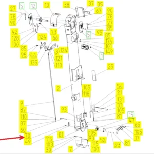 Oryginalna śruba z łbem grzybkowym o wymiarach M8 x 35, klasie twardości 8.8 i numerze katalogowym 100175944, stosowana w kombajnach zbożowych marki Rostselmash. schemat