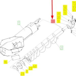 Oryginalna śruba M8 x 45 o numerze katalogowym 100181771, stosowana w kombajanch zbożowych marki Rostselmash- schemat.